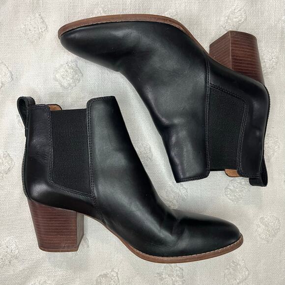 Madewell The Regan Boot Black Leather Size 10 Chelsea Heel Pull On Minimal - Picture 3 of 8